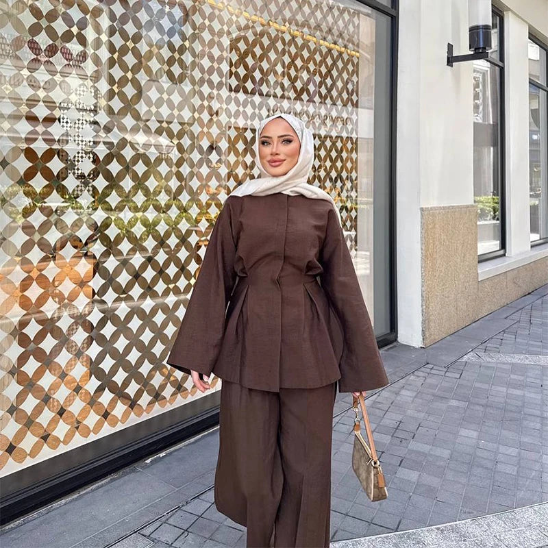 Elegant Long Skirt Set for Women Casual Solid Loose Long Sleeve Lapel Shirt Female Skirts Suit 2025 Spring Lady 2 Pcs Outfits