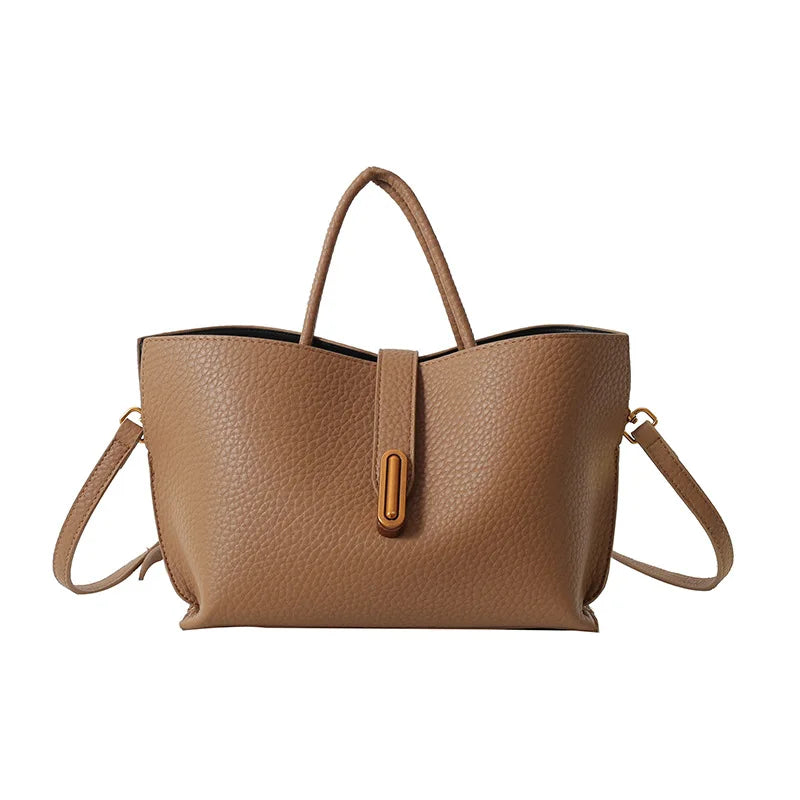 Fashion Ladies Handbags New Lychee Leather Tote Bag Versatile Evening Bag Commuter Simple Shoulder Bag Simple Messenger Bag