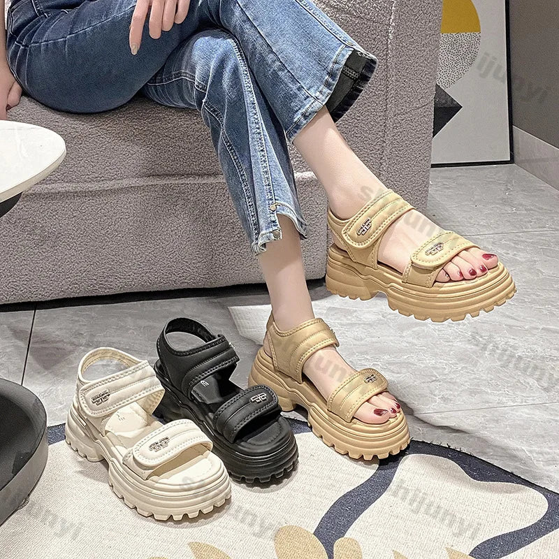 Women's Sports Sandals 2025 Summer New Fashion Flat Casual Sandals Thick-soled Non-slip Female Outdoor Casual Beach Slippers