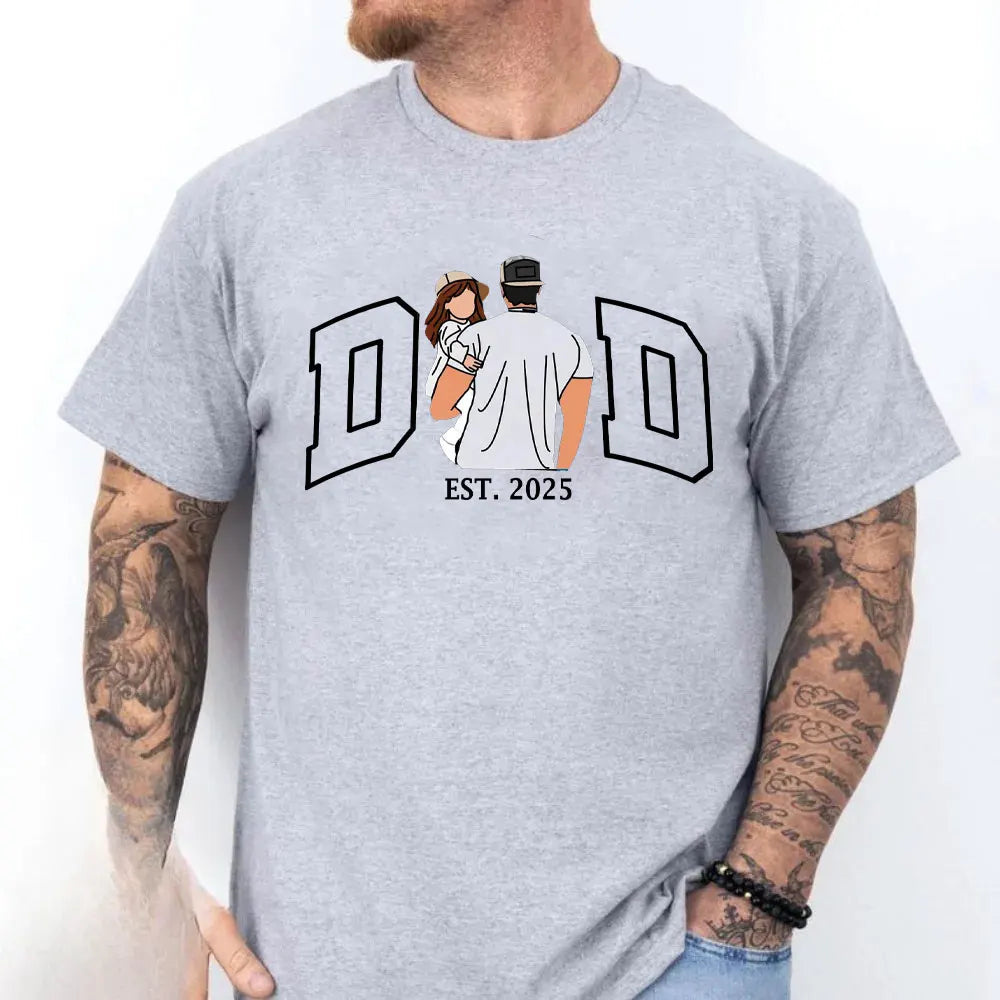 Personalized Father’s Day Shirt for Men – Custom Dad Portrait Family Design Cotton Tee