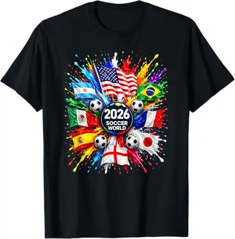 2026 Soccer Fan T‑Shirt — North America Flags Graphic Tee USA Canada Mexico Unisex