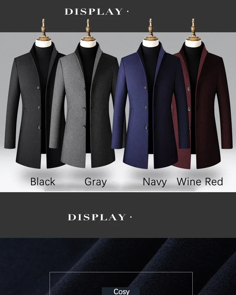 TFETTERS Brand Trench Coat Korean Fashion Business Casual Stand Collar Long Jackets for Men 2026 Autumn Windbreaker Winter Coats