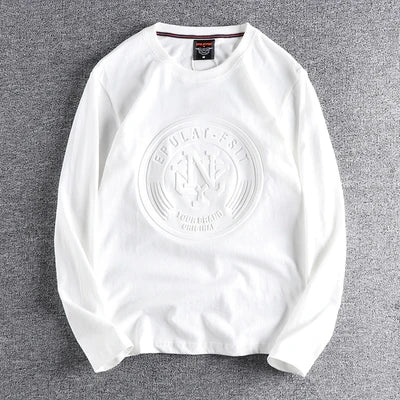 American Retro 3D Letter Long‑Sleeve T‑Shirt