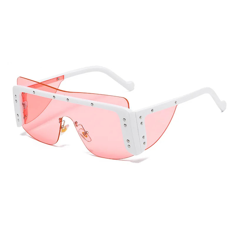 Rimless Square Sunglasses Women Oversized Luxury Brand Mirror Pink Shades Sunglasses Men Trend Female Eyewear Glasses Oculos