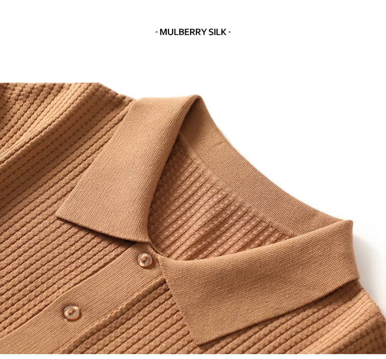 🧵 Summer Men’s Mulberry‑Silk Polo
