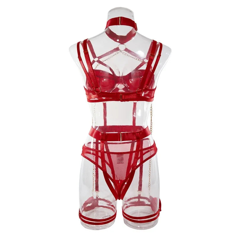 Toucheart Sexy Lingerie Seductive Sexy Role-Playing Chain Four-Piece Set Transparent Underwear For Women Sexy Bra Underwear Set