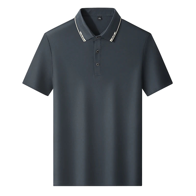 Men Polo Short sleeve 2025 Summer Plus Size 9xl 8xl 7xl High Quality Ice Silk Solid Color Men's Business Casual Polo Shirts