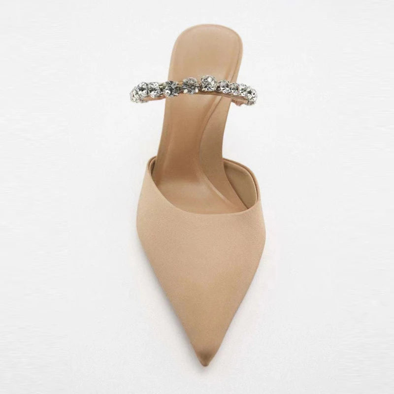 Women’s Rhinestone Slingback Heels – Elegant 2023 Party Pumps & Modern Mule Sandals