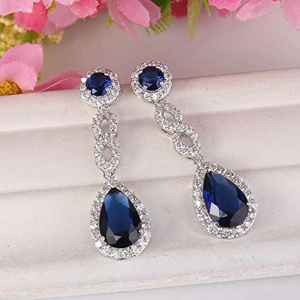 925 SIlver Needle Blue CZ Butterfly Stud Earrings Rhinestone Flower Female Women Party Silver Needle Jewelry Girls Best Gift
