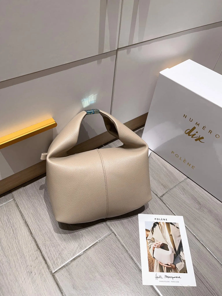 2025 new cowhide bento bag light luxury women's bag small luxury lychee grain hand-held crossbody bag