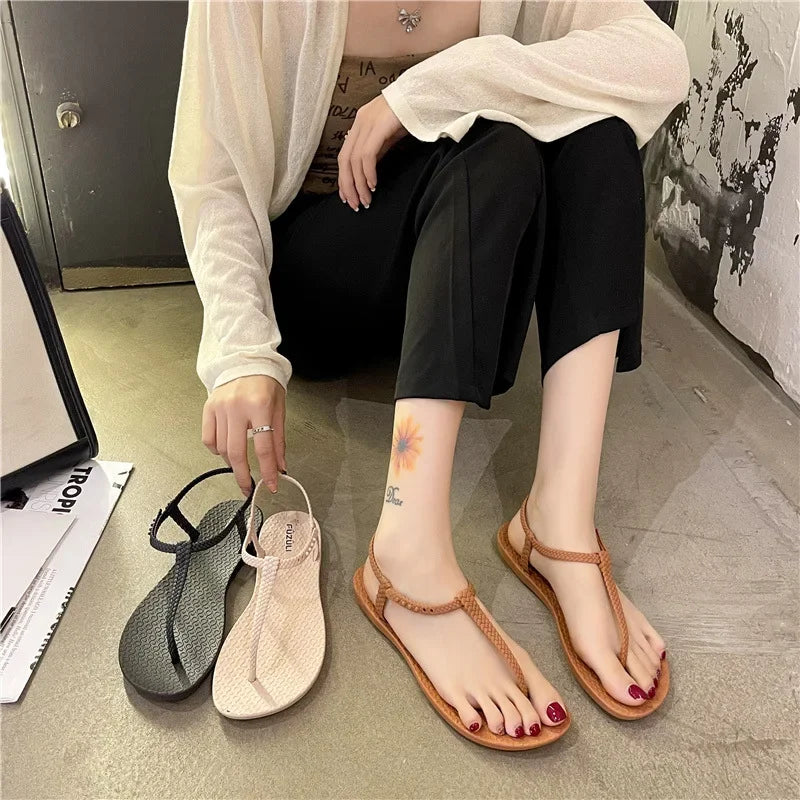 Women’s Bohemian Flat Sandals — Summer Clip‑Toe Flip Flops Casual Comfort Beach Shoes