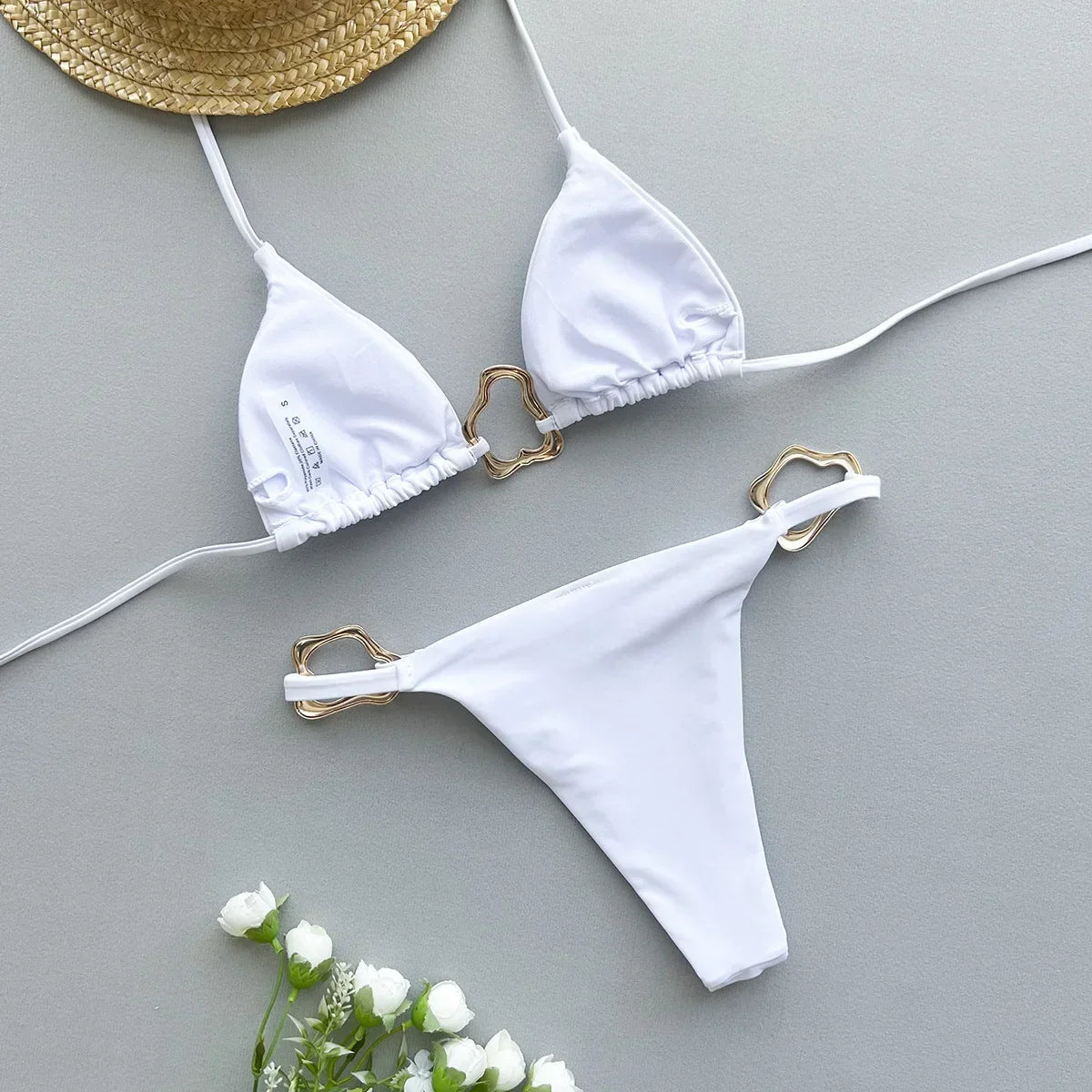 Solid‑Color Lace‑Up Bikini