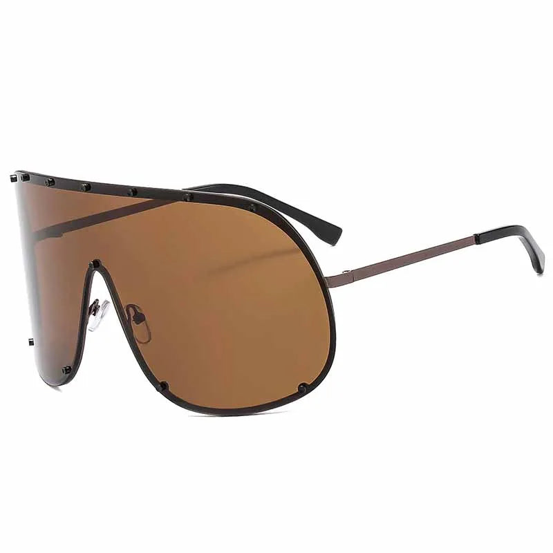 2025 Oversized Metal Rimless Integrated Windproof Sunglasses For Women Trends Y2k Luxury Brand Design Sun Glasses Unisex UV400
