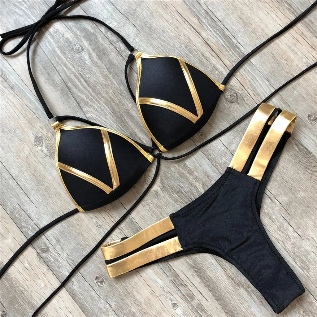 Women’s Push‑Up Bikini Set V2154 – 7‑Color Two‑Piece Swimsuit with Bra Cup & High‑Fit Bottoms (S–XL)