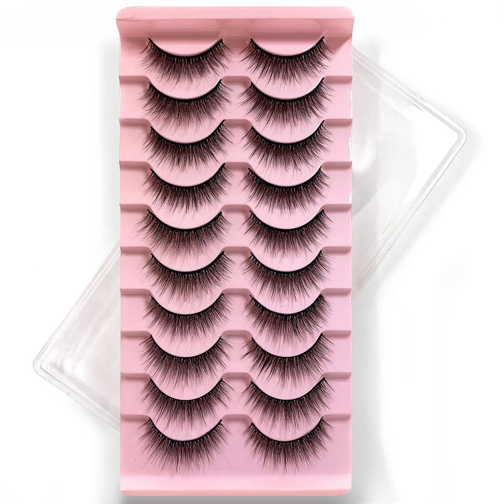 10Pairs Multipack 3D Mink Lashes False Eyelashes Handmade Wispy Fluffy Long Lashes Natural Eye Makeup Tools Eye Lashes H13 E08
