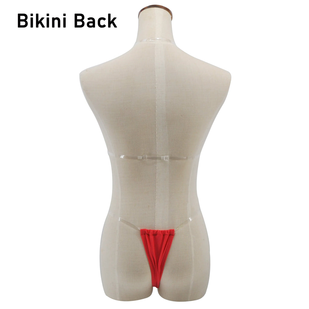 Clear Strap Bikini Swimsuit Brazilian Thong Bikinis for Women Silver Thongs Bottom Sexy Triangle Top String Bathing Suit