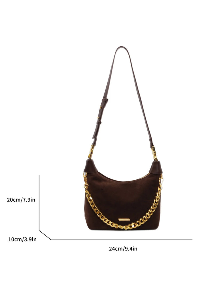 Fashion Frosted Retro Moon Bag chain tote bucket bag with simple shoulder bag
