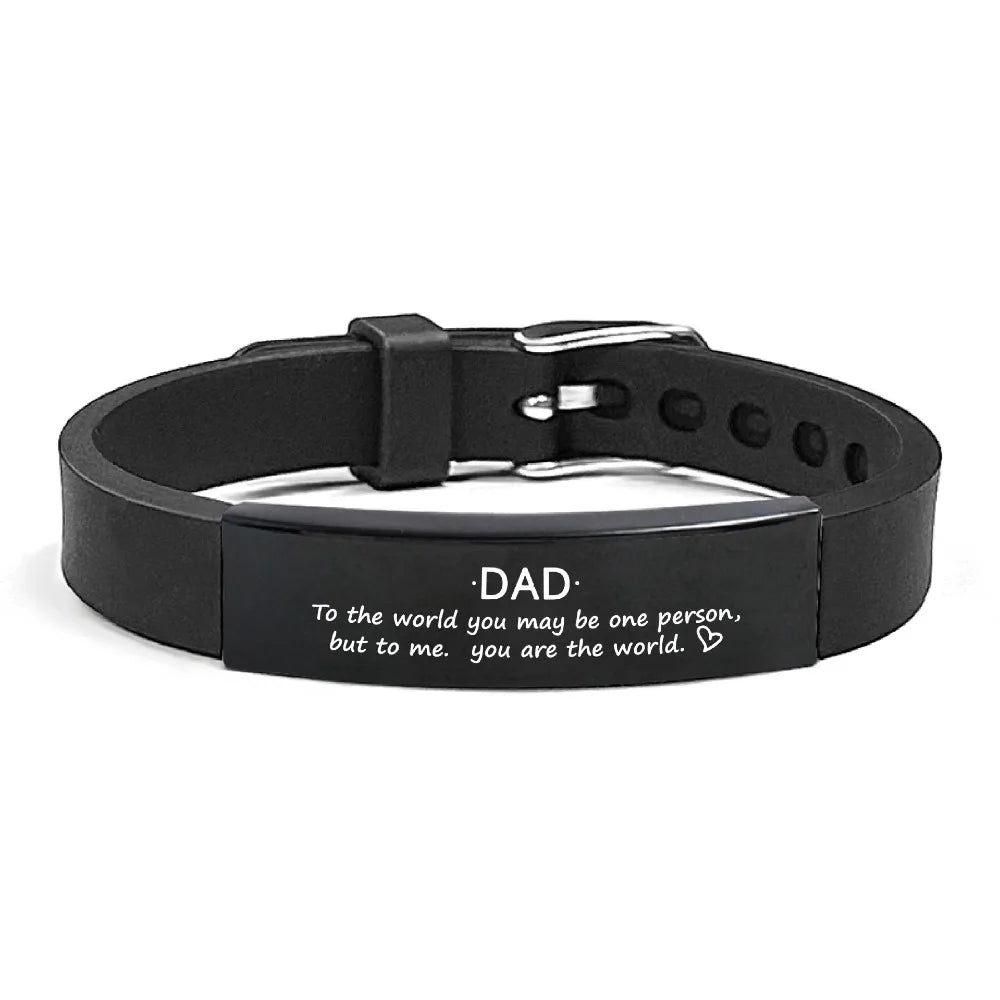 Inspirational Quote Bracelet for Father – Stainless Steel Adjustable Wristband Gift for Men
