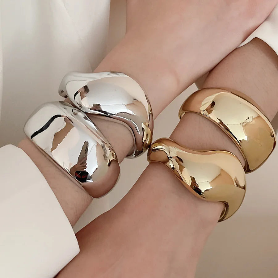 Irregular Geometric Twisted Open Bangles for Women European and American Personalized Bracelet Exaggerated Temperament Jewelry