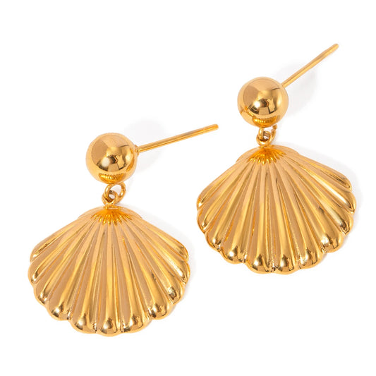 Youthway Trendy Small Steel Beads Hanging Shell Dangle Earrings 2024 Chic Stainless Steel Waterproof Jewelry Traveling Gift