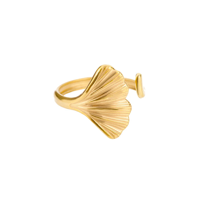 Minimalist Textured Stainless Steel Geometric Rings – Gold Open Adjustable Couple Ring for Women & Men