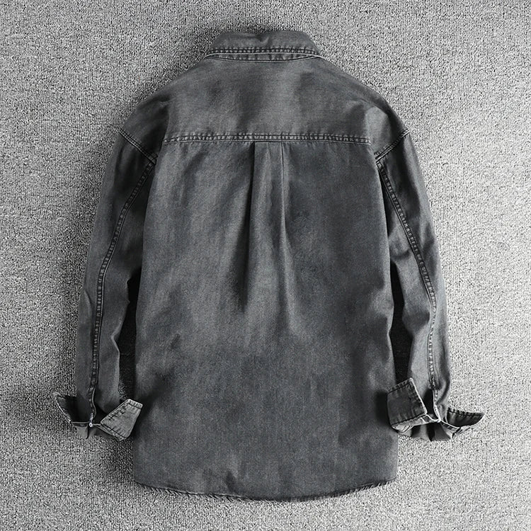 Heavy‑Washed Vintage Denim Shirt