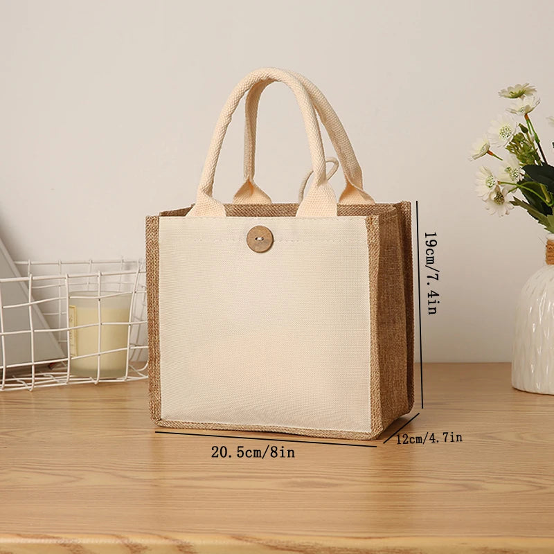 New linen handbags large capacity jute handbags imitation linen shopping bag travel organizer picnic bag