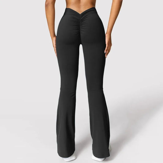 Women’s High‑Waist V‑Back Push‑Up Leggings – Micro Horn Slim Fit Gym Pants, Fashion Sports & Casual Leggings