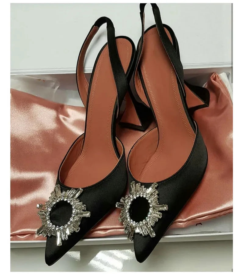 Silk Bow Rhinestone High Heels