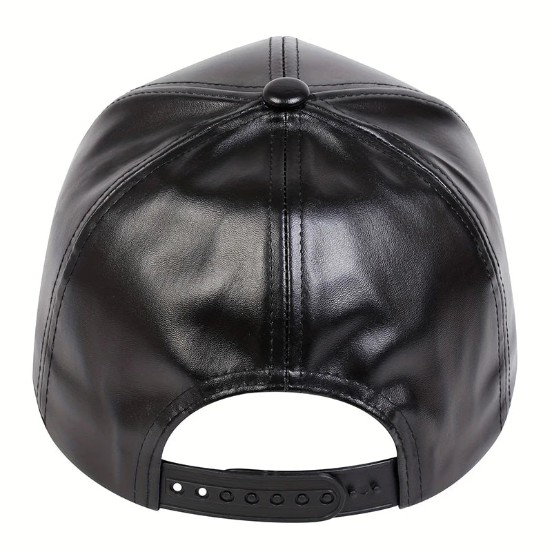 Fashion Men PU Solid Leather Baseball Cap Autumn Winter warm leather Cap Hip Hop Snapback Hat Outdoor Sports Casual Caps Dad Hat