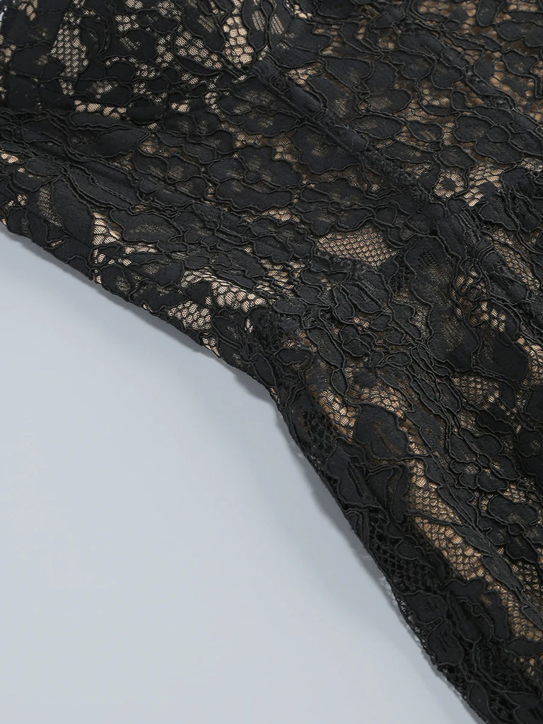 Black Lace Patwork Sleeveless Maxi Dress for Women 2025 Summer Sexy Bodycon Party Dresses Fashion Summer Celebrity Club Wear