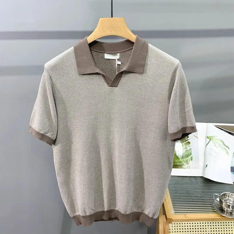 Italian Cuban Collar Ice Silk Polo
