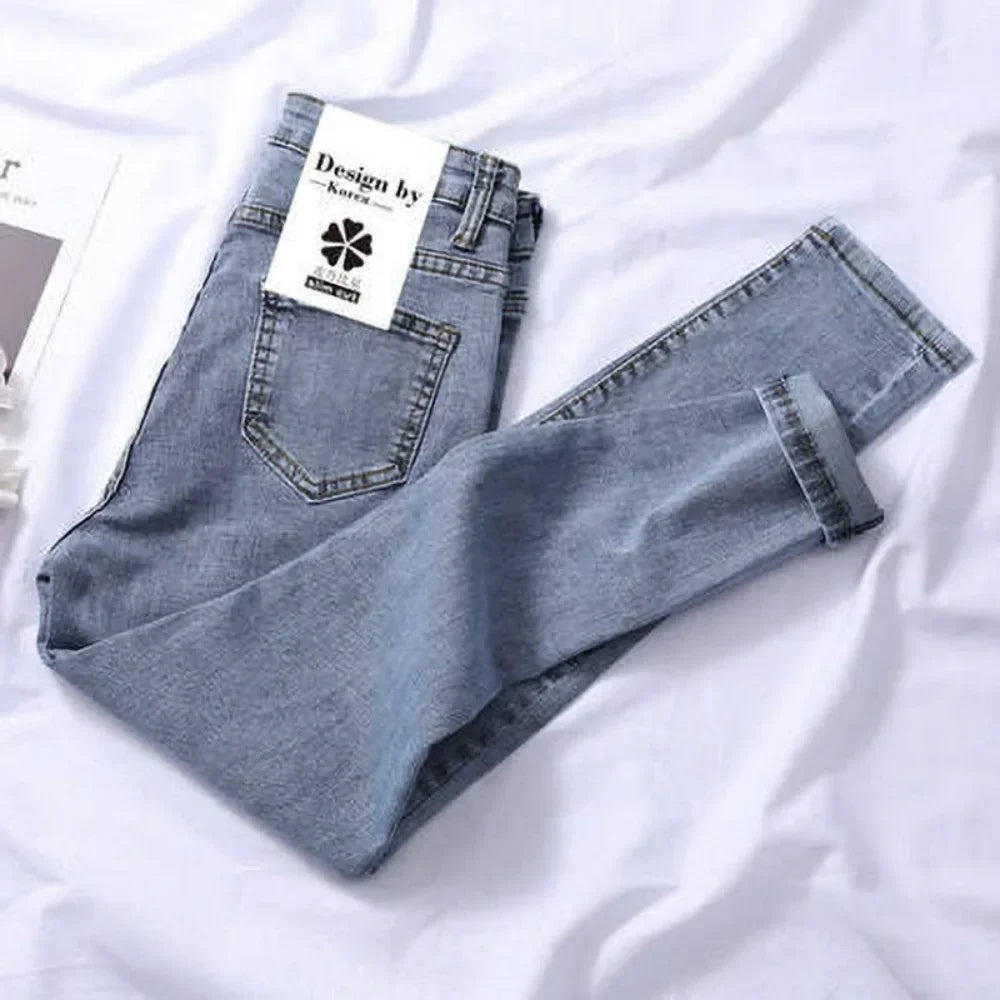 High Waist Jeans Denim Women Spring and Summer  New Outer Wear Thickening Tight Elastic All-match Pencil Pants
