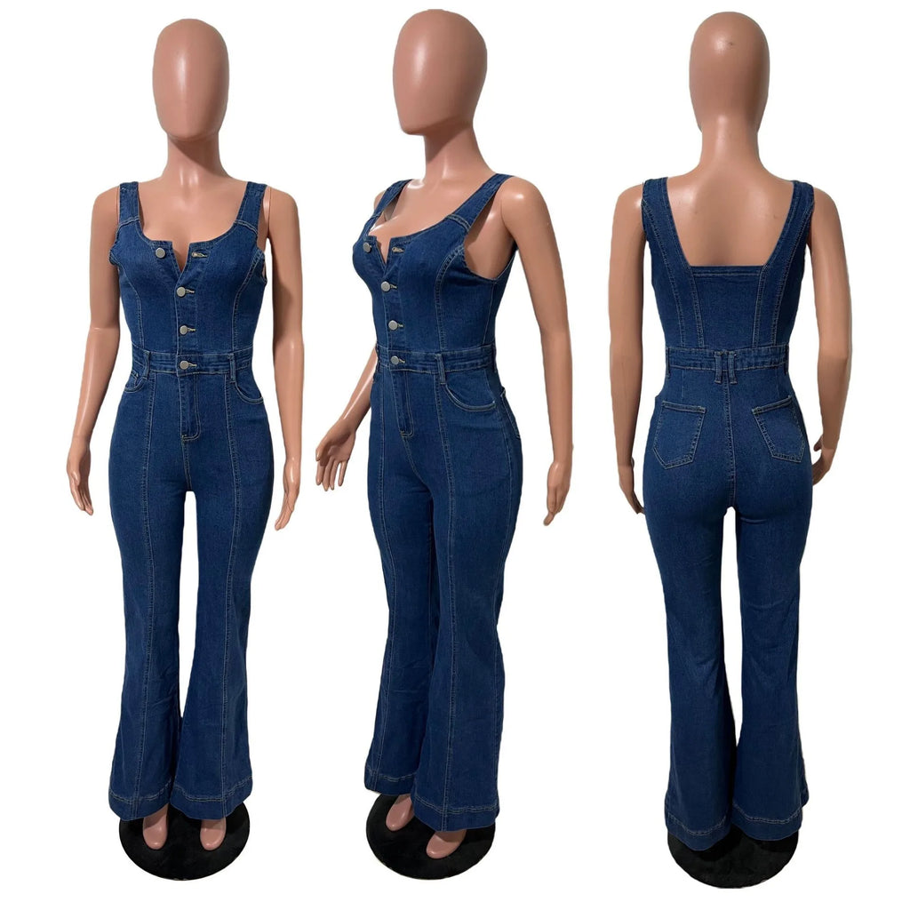 Women’s Vintage Denim Overalls Jumpsuit
