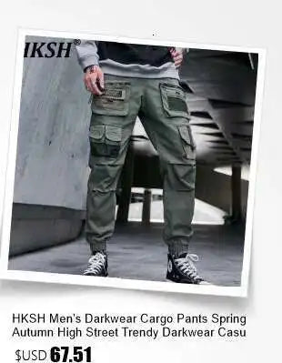 HKSH Spring Summer New Men's Tide Streetwear Cotton Solid Color Loose RO Style Short Sleeves Large Tees Chic Dark T-shirt HK2008
