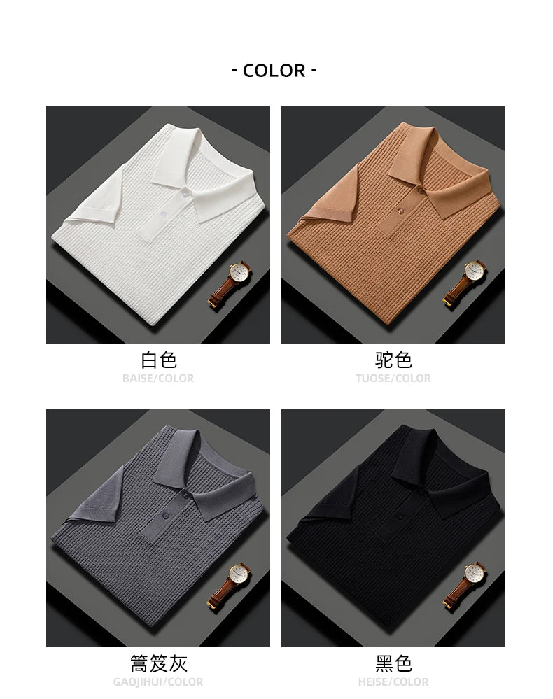 🧵 Summer Men’s Mulberry‑Silk Polo