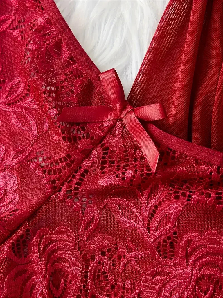 Red Sexy Lingerie Erotic Underwear Sets Transparent Porno Lace Bra And Panty Set Lingerie women Hot Sleepwear Babydoll Dress