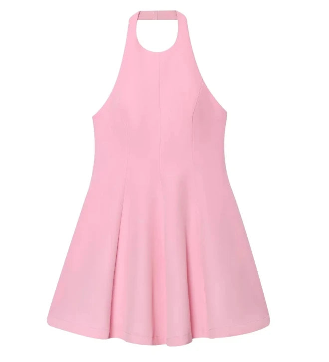 TRAF 2025 Woman Fashion Sleeveless Midi Dresses Casual Slim Wave Style Halter Neck Dress Vestidos Mujer