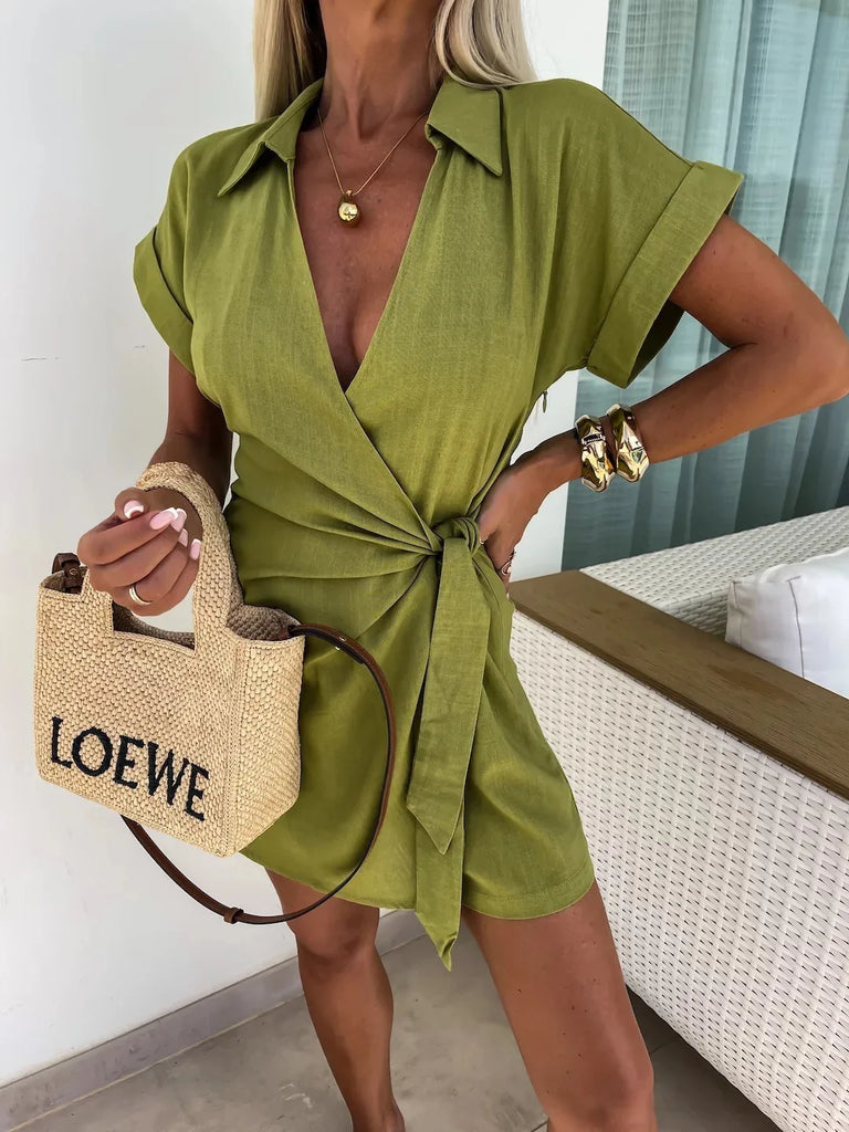 Autumn Romper for Women Jumpsuit Print Pocket Romper V Neck Cotton Linen Loose Wide Legs Casual Pants Streetwear Spring 2025