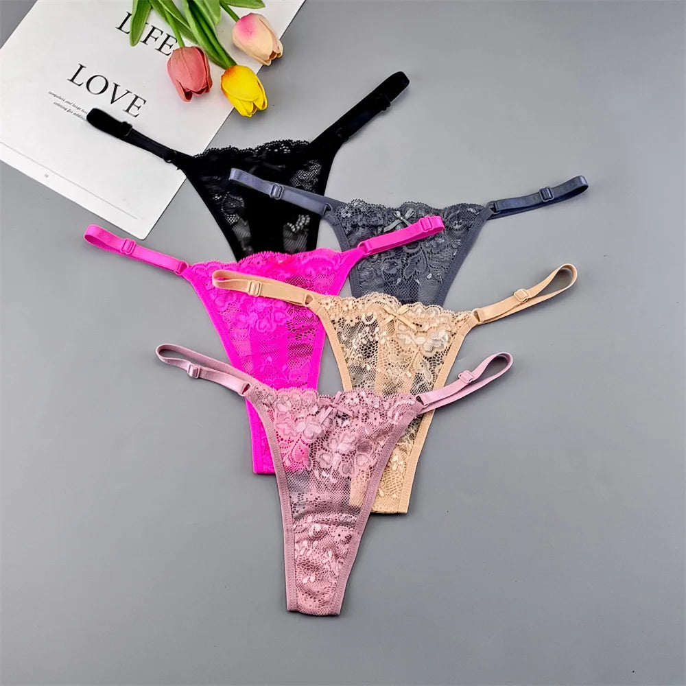 5‑Pack Lace Adjustable Thongs