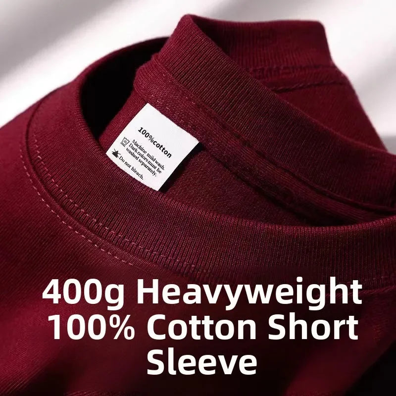 Heavyweight Pure Cotton Oversized T‑Shirt – Tianqing Color Unisex Summer Loose‑Fit Streetwear Tee