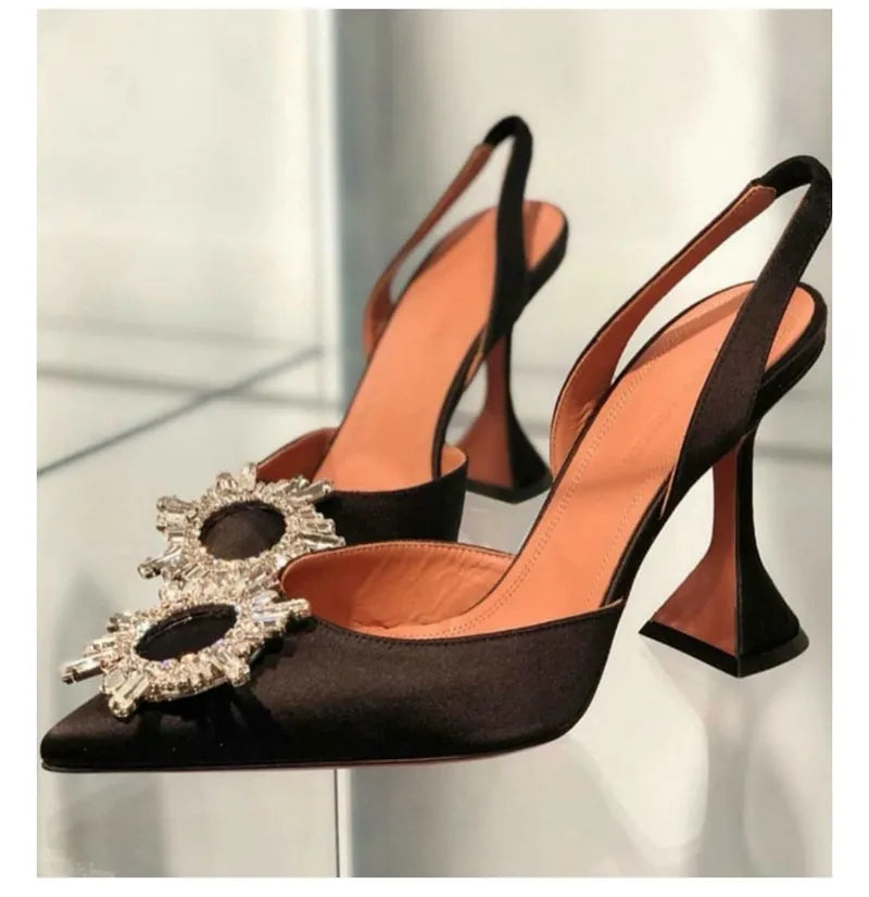 Silk Bow Rhinestone High Heels