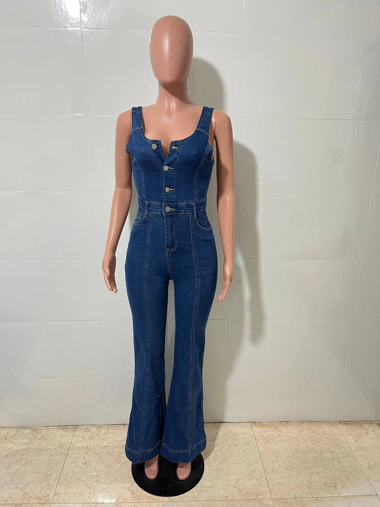 Women’s Vintage Denim Overalls Jumpsuit