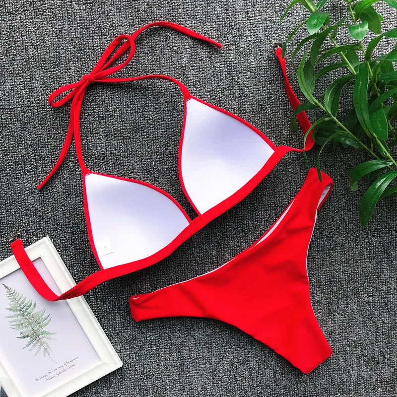 Halter Bra‑Cup Push‑Up Bikini