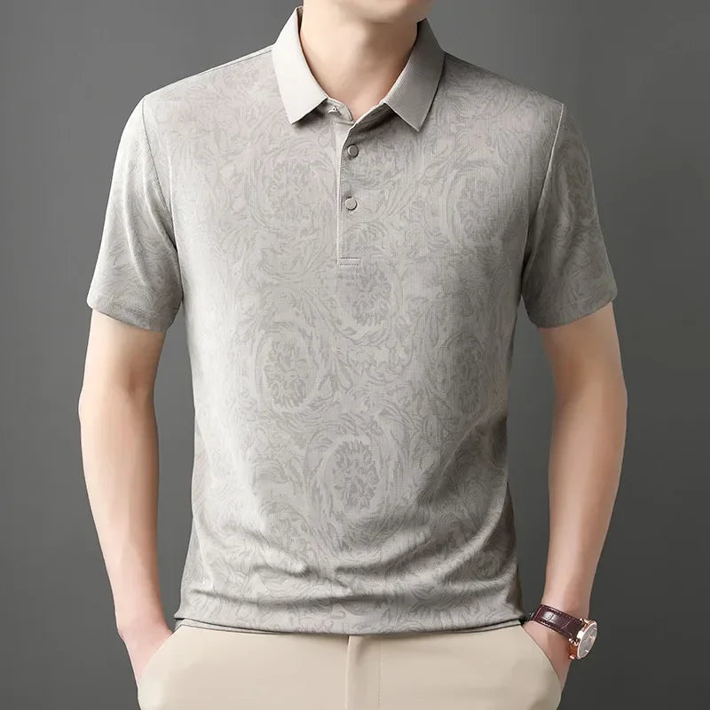 New Men's Business Casual Short Sleeved Shirt Solid Color Polo Shirt Fashionable Breathable Comfortable Versatile Top