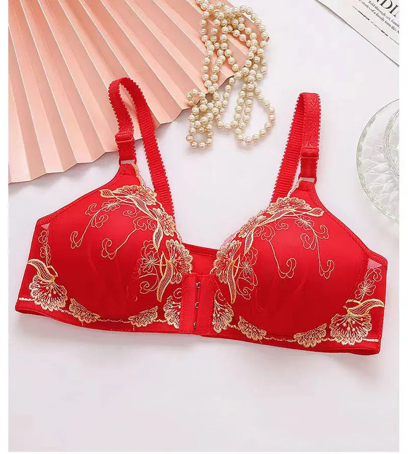 Lace Embroidery Front‑Closure Bra
