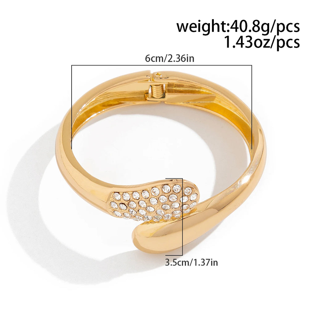 Ingemark Hip Hop Inlaid Rhinestones Water Drop Spring Bangle for Women Creative Irregular Chunky Bracelets Steampunk Jewelry Men