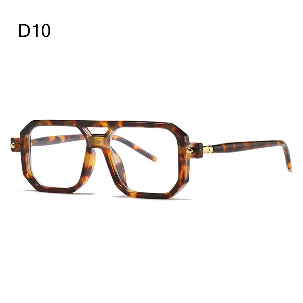 Retro Double Bridge Women Sunglasses Fashion Leopard Irregular Square Sun Glasses Men Trendy Street Wear Shades UV400 Eyewear