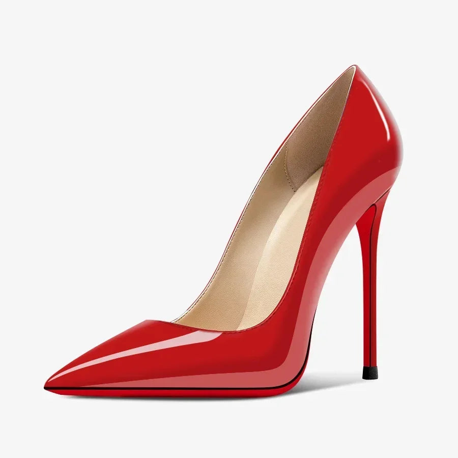Black Extra‑Thin 12cm High Heels – Women’s Professional Shallow‑Mouth Stiletto Pumps