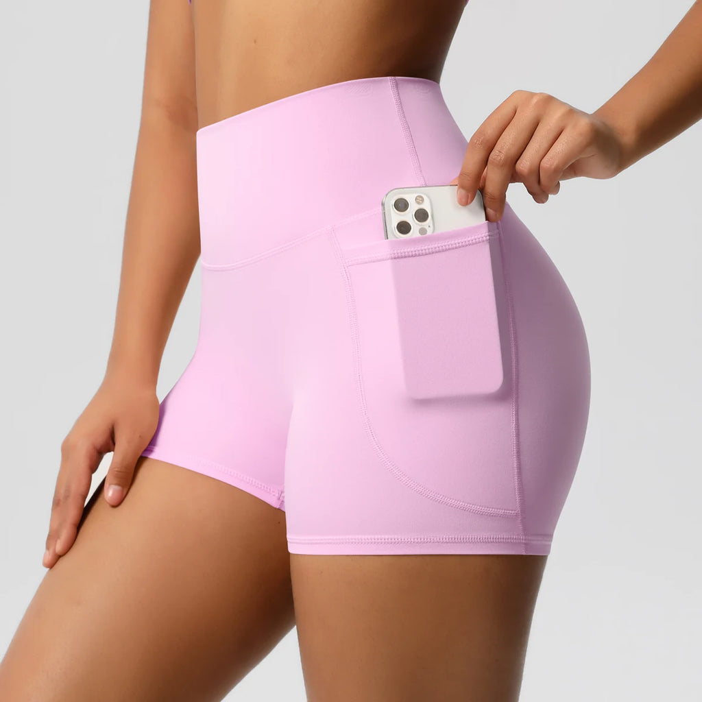 Women’s Seamless High Waist Sports Shorts with Pockets